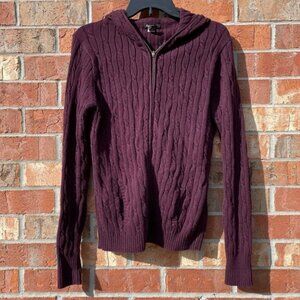 Sweater Hoodie with pockets and zipper leather toggle Size Large